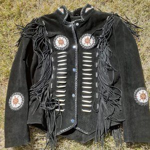 Vintage Black Suede Jacket Approx. Size M